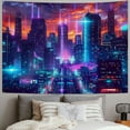 thumbnail image 2 of ONETECH City Street View Tapestry Music Wall Decoration Colorful Futuristic Punk Wall Hanging Wall Hanging Aesthetics Art Indoor And Outdoor Home Decoration 60x50inch, 2 of 6