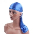 thumbnail image 4 of Smooth Shiny Silky Du Rag Durag Headband Pirate Cap Unisex Solid Color Nylon Hat, 4 of 5