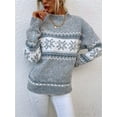 thumbnail image 4 of Women’s Snowflake Christmas Sweater Casual Long Sleeve Knitted Pullover Sweaters Crewneck Loose Jumper Tops, 4 of 6