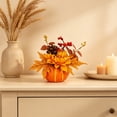 thumbnail image 6 of Racsoh Mini Artificial Pumpkin Tabletop Ornament, Faux Fall Floral Arrangement with Sunflower and Berry, for Thanksgiving Halloween Mantel Decor (C), 6 of 7