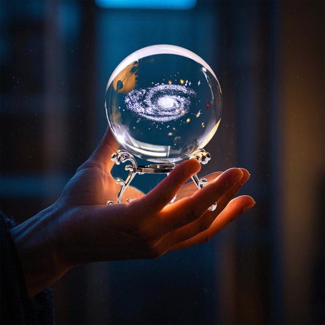 weibbin Engraved Decorative Crystal Sphere Decorative Quartz Glass Ball, Model Astronomy Sphere, Paperweight Crystal Display Sculpture Home Decor Crafts for Kids Friends