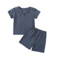 thumbnail image 2 of Antinious Casual Short Sleeve Suits for Kids,Toddler Winter Short Sleeve Outfits Sets,Spring And Summer Toddler Kids Baby Girls Boys Solid Short Sleeved Fashion Rompers,Navy,110, 2 of 3