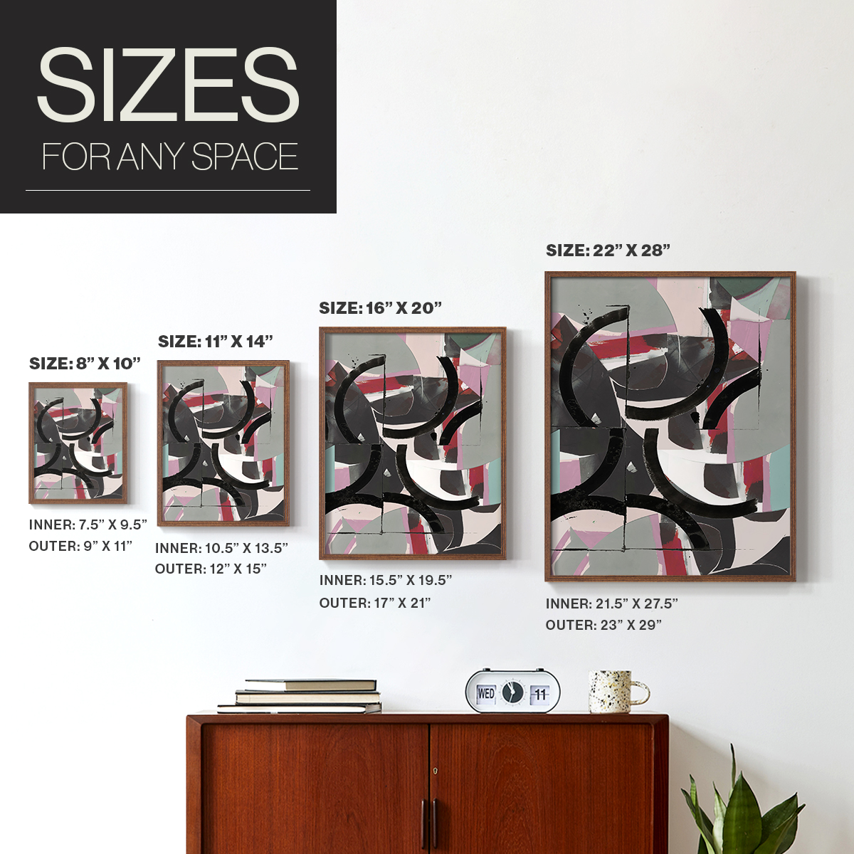 Cartissi Space II Framed Print in Brown Solid Wood Framed Print No Nail Hanging