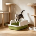 thumbnail image 4 of 2026 New Open Top Cat Litter Box, High Wall Semi Enclosed Pet Litter Tray for Home Living Room, Non Slide Bottom & Easy to Clean, 15.75x11.81x6.69in Green, 4 of 6