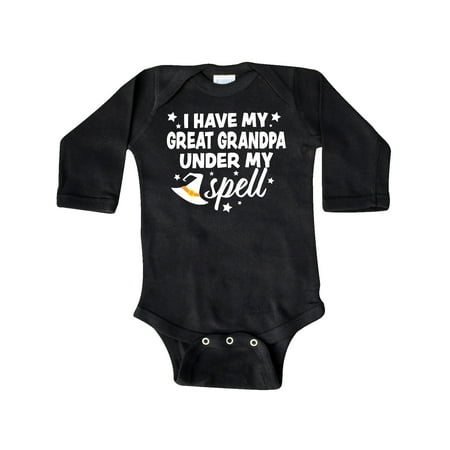 

Inktastic I Have My Great Grandpa Under My Spell with Cute Witch Hat Gift Baby Boy or Baby Girl Long Sleeve Bodysuit