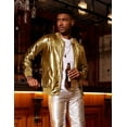 thumbnail image 3 of COOFANDY Men's Metallic Jacket 70s 80s 90s Disco Dance Party Costume Shiny Varsity Zipper Baseball Bomber Jacket, 3 of 6