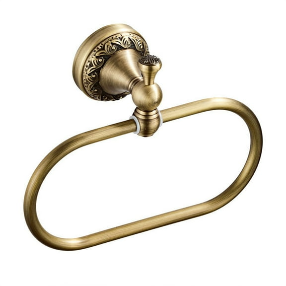 SIEYIO Wall Mount Brass Towel Ring Antique Retro Oval Towel Holder Rustproof Towel Rack