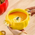 thumbnail image 5 of Zawou 800ml Ceramic Pumpkin Bowl with Lid – Cute Mini Dutch Oven Style Tableware for Oatmeal, Snacks, or Holiday Desserts, 5 of 7