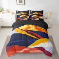 thumbnail image 2 of YST Modern Minimalism Bedding Set, Twin Size, 7pcs Abstract Landscape Comforter Set, Mid Century Style, Rustic Farmhouse, Sunshine Sunset, Bed in a Bag, 2 of 4