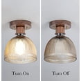 thumbnail image 2 of FSLiving Ceiling Light Fixtures Flush Mount E26 Clear Glass Lampshade Wooden Plate Decor Chandelier Nordic Lamp for Loft Hallway Foyer Cloakroom Balcony Entryway (Bulb Sold Separately) - 1 Pack, 2 of 6