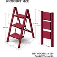 thumbnail image 6 of 3 Step Ladder,Aluminum Lightweight Folding 3 Step Stool with Anti-Slip Wide Pedal,330lbs Capacity Step Ladder for Household,Kitchen,Office - Red, 6 of 16