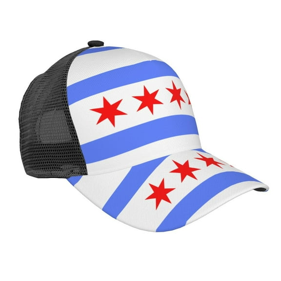 Chicago Flag Style Snapback Trucker Hats Baseball Caps Adjustable Mesh Back Ball Caps For Men Women