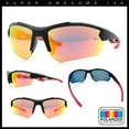 thumbnail image 2 of Polarized Mens Color Mirror Baseball Half Rim Wrap Sport Plastic Sunglasses Black Red - Orange Mirror, 2 of 8