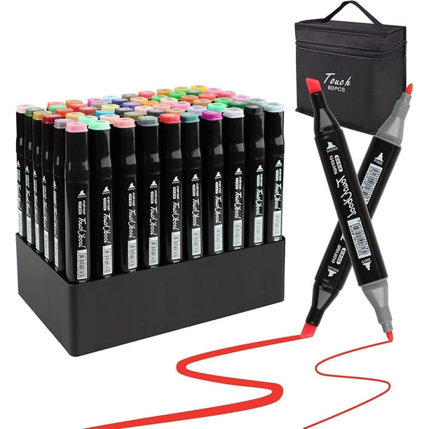 60 Pcs Artist Alcohol Markers Dual Tip Art Markers Permanent Alcohol Based Markers With Case For Adult Kids with card slot