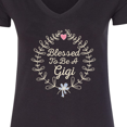 thumbnail image 4 of Inktastic Blessed to Be a Gigi Grandma Women's V-Neck T-Shirt, 4 of 5