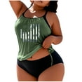 thumbnail image 2 of ZVAVZ Two Piece Tankini Swimsuits for Women Plus Size American Flag Print Bathing Suits Summer Blouson Swim Top with Boy Shorts Trendy Beach Swimwear Clearance,Green XXL, 2 of 4