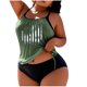 thumbnail image 1 of Traje de baño de moda para mujer, de talla grande, con estampado, con cojín en el pecho y sin soporte de acero, holgado, con cordón ajustable, dividido., 1 of 3