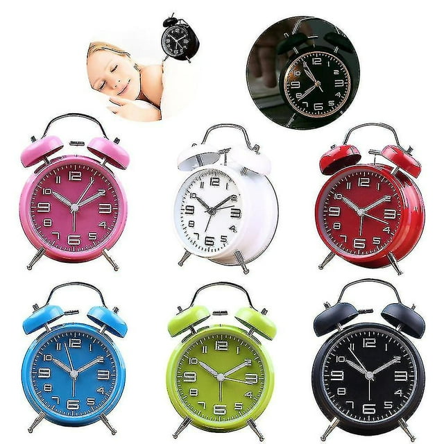 Reloj Despertador Retro clásico de Doble Campana, Despertador de Doble Campana con luz de Fondo, Reloj de Escritorio Reloj de Mesa