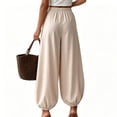 thumbnail image 4 of Gaukiv Womens Balloon Pants Cinched Cuff Wide Leg Trousers Beige 2XL, 4 of 4