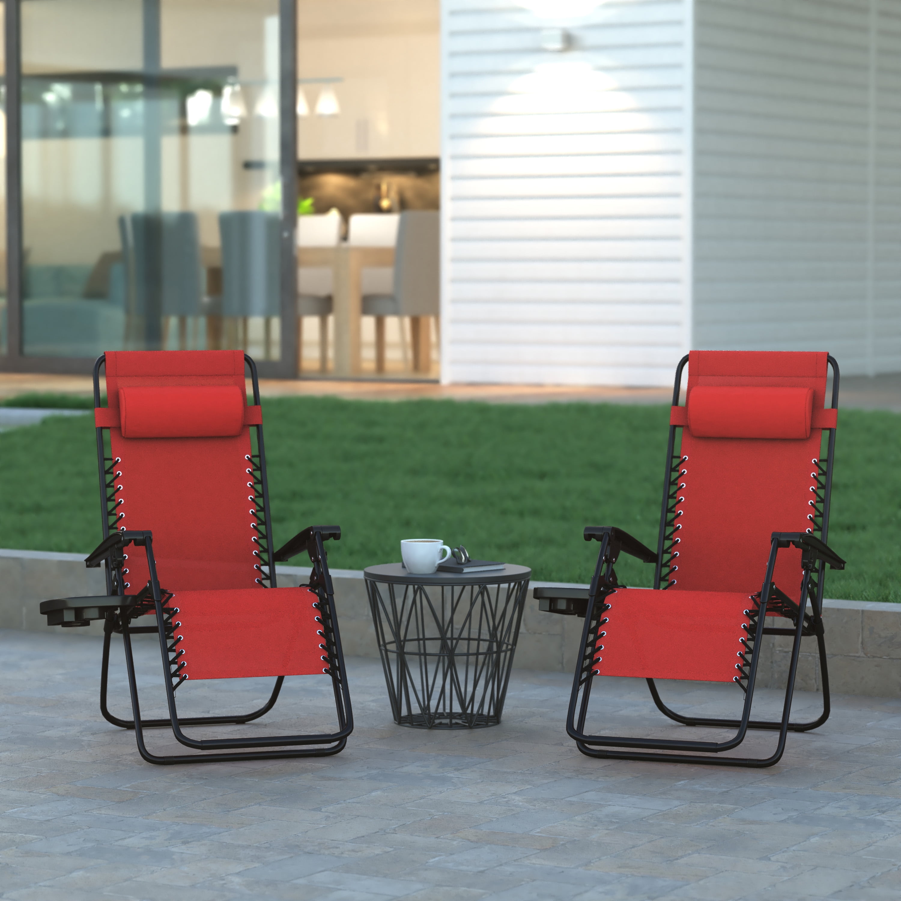 Emma + Oliver Adjustable Folding Mesh Zero Gravity Chair with Pillow