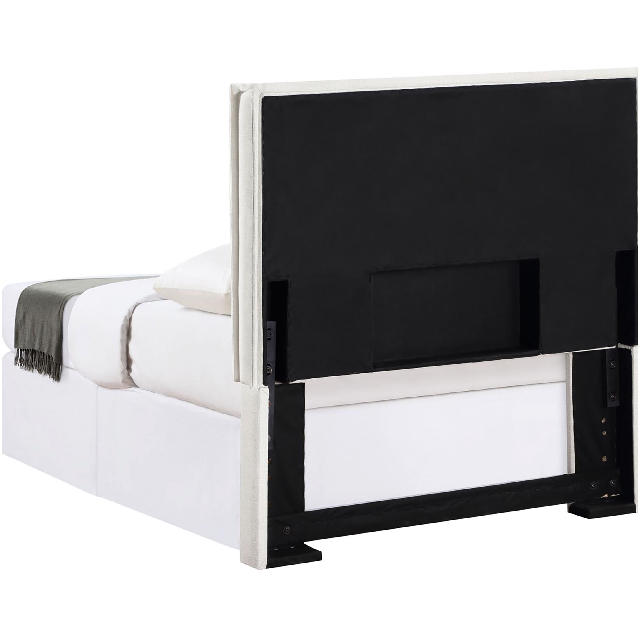 Modern Upholstered Bed Frame with Headboard, Sand Color Fabric, Minimalist Design for Queen King Full Twin Size