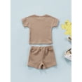 thumbnail image 4 of Caoirhny 2 Pieces Kids Suit Set, Solid Color Round Neck Short Sleeve T-Shirt+ Shorts with Pockets for Girls Boys, 6 Months-4 Years, 4 of 9