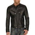 thumbnail image 2 of Men's Genuine Lambskin Leather Jacket Biker Soft Stylish Motorcycle Jacket MJF018, 2 of 4