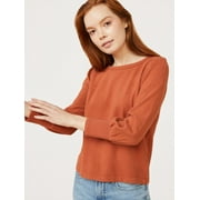 Free Assembly Women's Three-Quarter Blouson Sleeve Terry Top