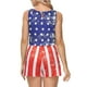 thumbnail image 4 of VISgogo Mono corto para mujer, sin mangas, cuello redondo, estampado de rayas y estrellas, con cordones, mono del día de la independencia VISgogo  moda, 4 of 7