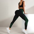 thumbnail image 6 of Women's High Waisted Yoga Pants, Color Block Tapered Workout Leggings, Butt Lifting Seamless Sports Pants with Side Stripes, Breathable Running Gym Tights for Women-Green, 6 of 9