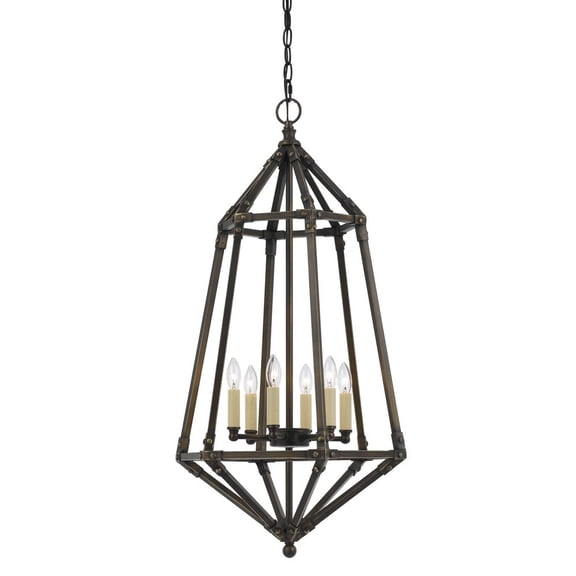 Cal Lighting 33" Tall Metal Pendant in Dark Bronze Finish-Color:Dark Bronze,Finish:Dark Bronze,Wattage:40WX6