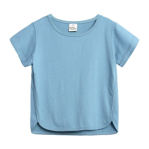 Liyamei Toddler Kids Baby Boys Girls Solid Short Sleeve Crewneck Irregular T Shirts Tops Tee Clothes For Children Boys Sports Tops Size 2-3 Years