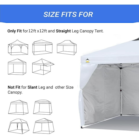 12x12 Canopy Sidewalls with Silver Coating, Waterproof & Protected, 4 Pack