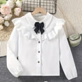 thumbnail image 1 of Blusa y camisa de manga larga con cuello vuelto Camisa de niña Camisa con pajarita Traje elegante para niños Camisa blanca Capa base Camiseta/camisa de manga larga con solapa Blusa para niños, 1 of 6