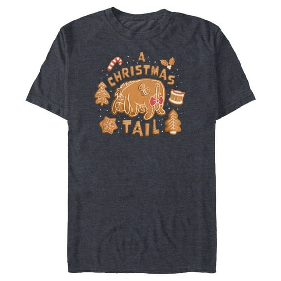Disney Winnie the Pooh Eeyore Gingerbread A Christmas Tail - Short Sleeve Blended T-Shirt for Adults - Customized-Navy Heather