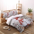 thumbnail image 3 of Christmas Full Size Comforter Set, Red Xmas Snowman Pine Tree Branches Deer Bird Grey Soft Bedding for All Seasons, 4 Pcs Bed Set with 1Comforter (86"x86") ,1 Sheet(80"x116"), 2 Pillowcases (19"x29"), 3 of 7
