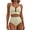 Beige, variant on Swimwear Women'S Bikini V Neck Cutout Swimsuit High Waist Textured Pleated Swimsuit Black M