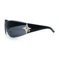 thumbnail image 6 of Rimless Wrap Around Bling Sparkling Star Hinge Thick Temple Sunglasses All Black, 6 of 8