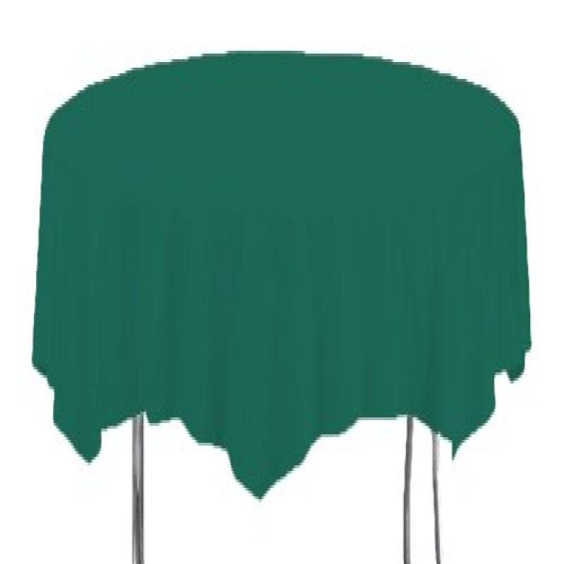 Hunter Green Round Plastic Tablecloth, 1Pack