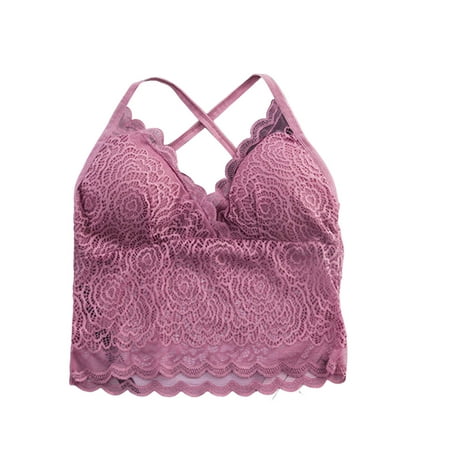 

fanshao Women Bra Hollow Out Lace Sexy Anti-exposure Crochet Brassiere for Sleeping
