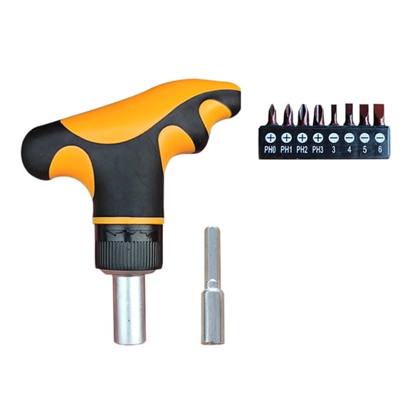 Ergonomic T Handle Ratchets Driver with 1/4 Inch Bit Driver 72 Tooth Ratcheting Bit Driver for Improved Torques & Grip