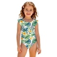 thumbnail image 3 of Grblisyd Girls One Piece Swimsuits Flutter Sleeve Hawaiian Beach Sport Swimwear Kids Crew NeckBathing Suit 8 Years, 3 of 6