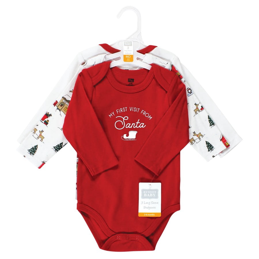 Hudson Baby Cotton Long-Sleeve Bodysuits, 3- Pack, Newborn- 24 Months