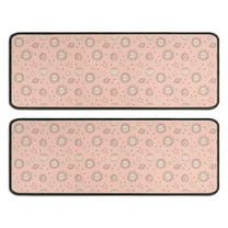 Kitchen Rugs Sets Of 2,Pink Sun Planet Moon Star Pattern Anti Fatigue Kitchen Mat Rugs Non Slip Washable,Decorative Kitchen Floor Mats for Kitchen,Sink,Laundry,17"x47" 17"x47"