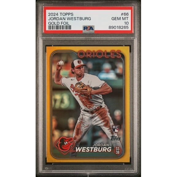 Graded 2024 Topps Jordan Westburg #66 Gold Foil Rookie RC Baseball Card PSA 10 Gem Mint