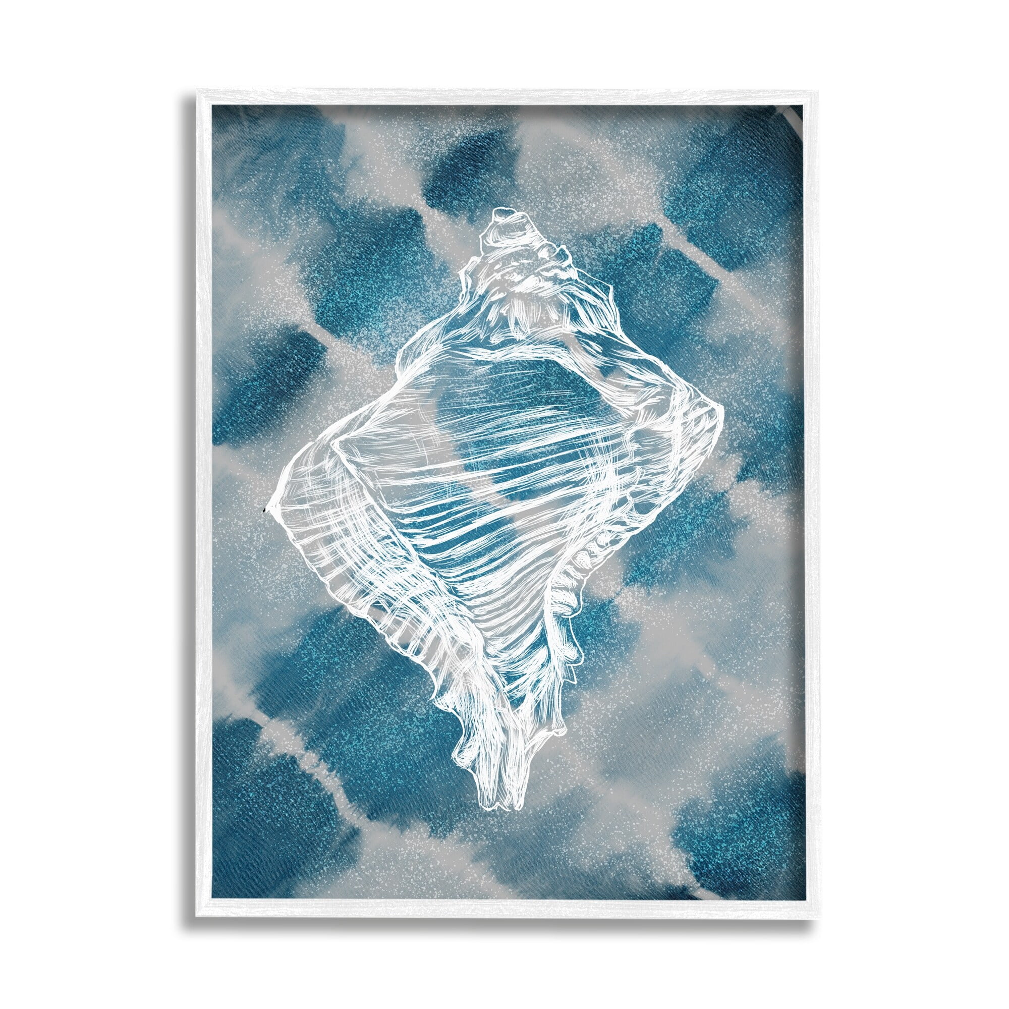 Stupell Industries Conch Shell Vintage Nautical Blue Tie Dye Pattern, 24 x 30,Design by Ziwei Li