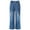 Blue, variant on DPOIS Girls Jeans Denim Elastic Wasit Wide Leg Ruffle Flare Hem Pants Ripped Jeans Dark Blue 6