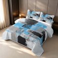thumbnail image 3 of Erosebridal Contemporary Watercolor Art Quilt King, Black Gray White Blue Ombre King Coverlet Set, Black Reversible 3-Piece 1 Bedspread and 2 Pillowcases, 3 of 7