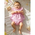 thumbnail image 3 of BemeyourBBs Infant Baby Girl Birthday Outfits 1st 2nd 3rd Years Old Birthday Clothes Ruffle Short Sleeve Bowknot Tank Tops Bubble Shorts Set Toddler Baby Girl Summer Clothes, 3 of 8