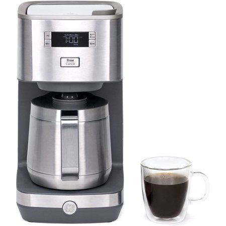 GE Drip Coffee Maker With Timer | 10-Cup Thermal Carafe Pot Keeps Coffee Warm for 2 Hours | Adjustable Brew Strength | Wide Shower Head for Maximum Flavor | Kitchen Essentials | Stainless Steel